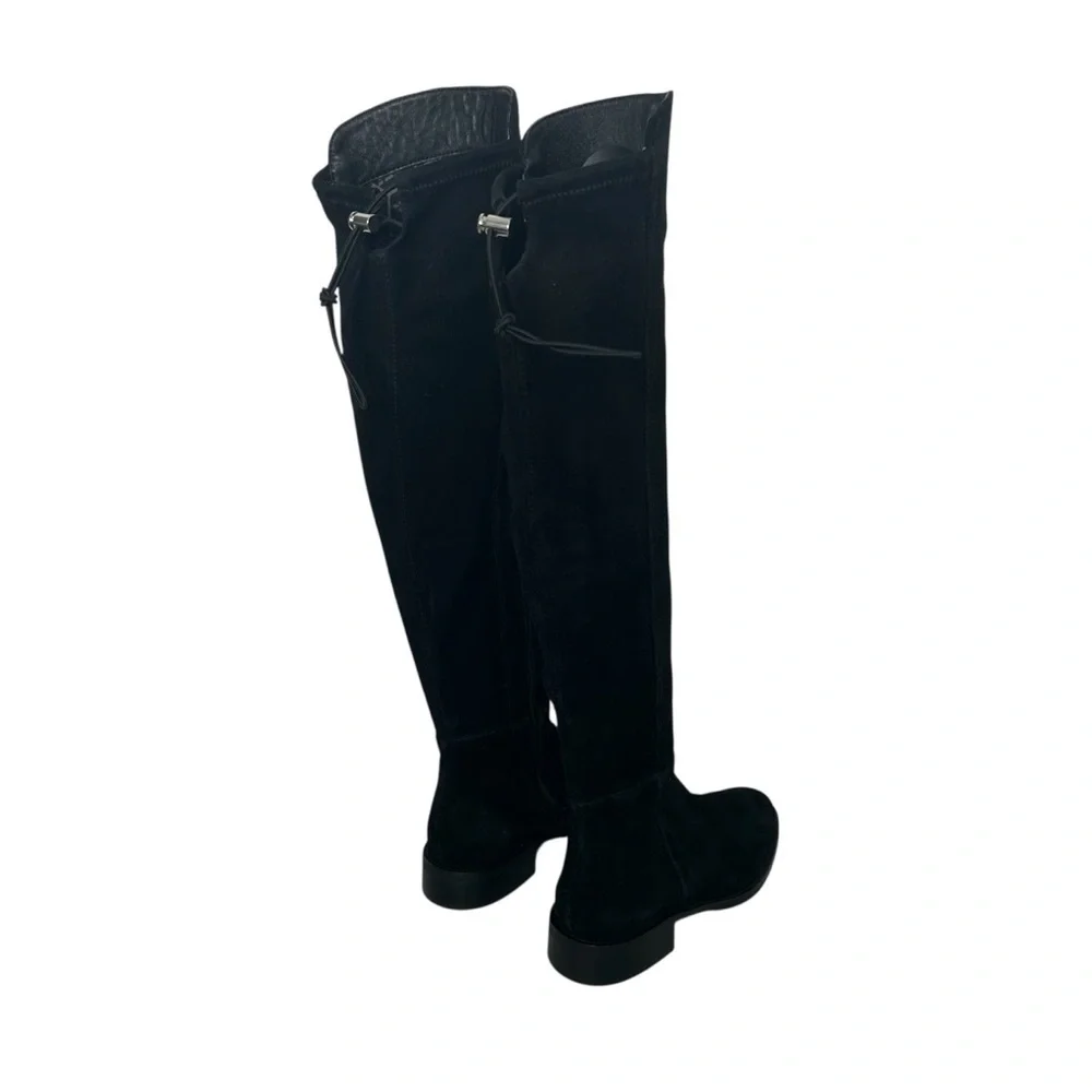 Aquatalia Norina OTK Waterproof Boot Black Stretch Suede Drawcord Women’s 5.5